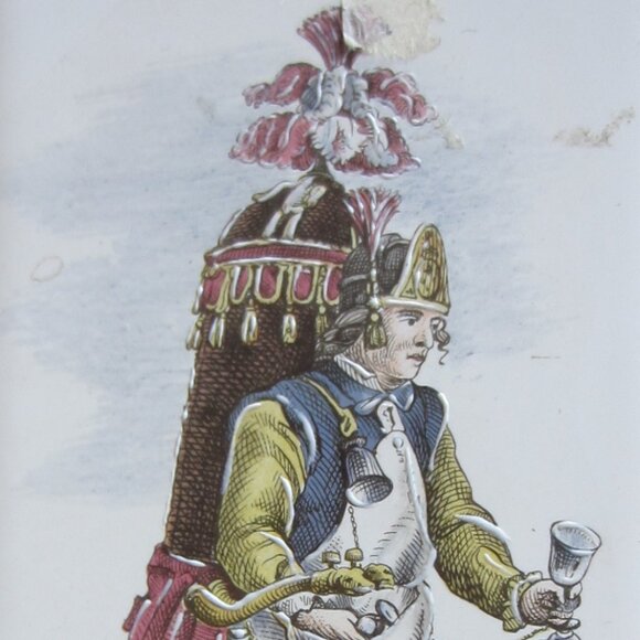 B Altman Medieval Porcelain Tiles Cries of London Framed Plaques In Pair - Picture 11 of 15